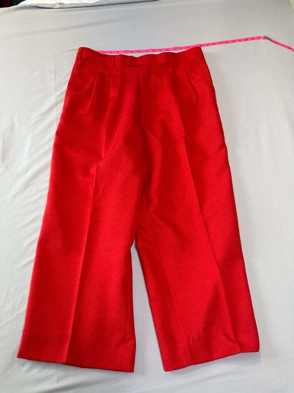 Vintage 80s Red Pleated High Waist Dress Pants Tailored Trousers